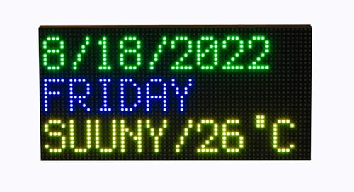 Image of RGB Full-Color LED Matrix Panel Display for Raspberry Pi Pico ESP32 for Arduino 64x32 Pixels 3mm Pitch 2048 RGB LEDs Adjustable Brightness