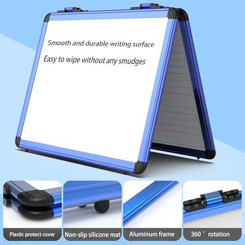 Dry Erase Board, 17x13 inch with 4 Sides Magnetic Whiteboard, A3 Foldable Small White Board with Lines, Perfect for Office, School, and Home. (Blue) - Image 4