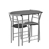 [en.casa] Bistro-Set für den Außenbereich Schwarz und Silber Tisch- und Stuhlset Sitzgruppe Esstisch mit Stühlen