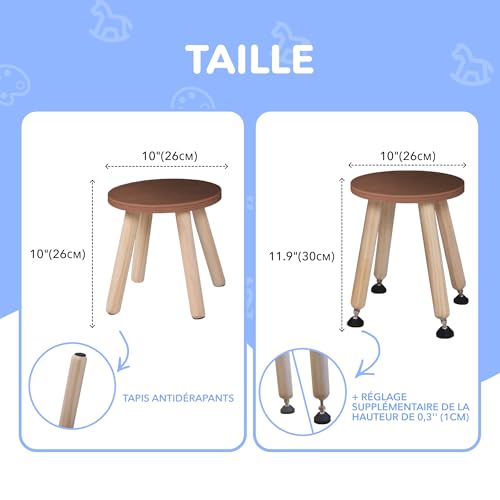 Tabouret de table sensoriel Cateam avec pieds extensibles noyer