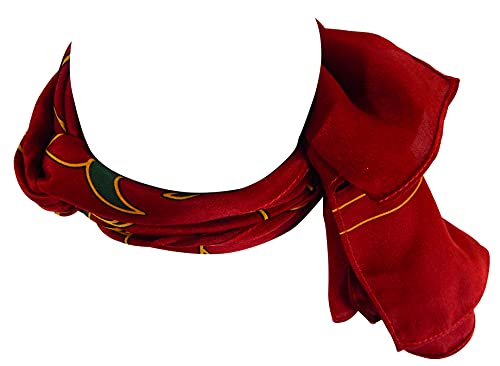 100% Silk Red Scarf. Oblong4