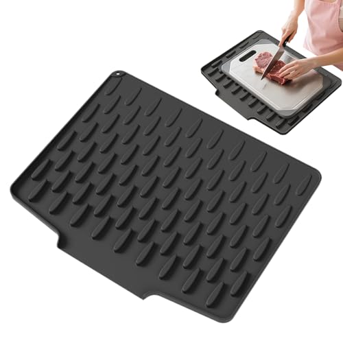 Alfombra de silicona para escurridor, alfombra plegable de silicona para secado y escurrir platos para cocina de apartamento con fregadero y encimera