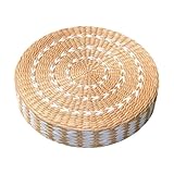 vreplrse Stroh Meditationskissen, Yoga Sitzkissen für Meditation und Teezeremonie in Innenräumen, Schwarz, 45 cm, Weiß, 45 cm