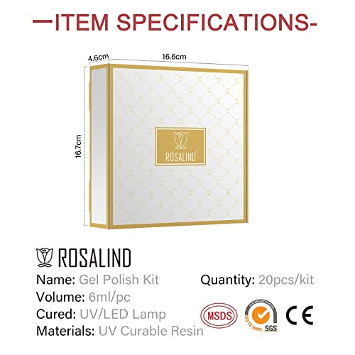 ROSALIND UV Nagellack Set 20 Stück Farbgel für Gelnägel Gel Nagellack Set mit Base und Top Coat & primer & Matte Coat… – Bild 3