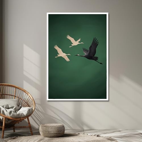 Affiche d'oiseau japonais et grues peintes pour créer une ambiance zen dans votre chambre - 4