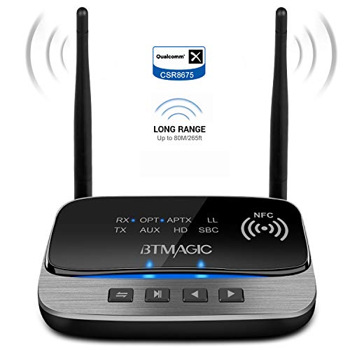BTMAGIC Bluetooth 5.0 Transmitter Receiver 265FT Long Range 3 in 1 Bluetooth Audio