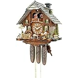 Hekas Orologio a cucù Casetta tipo Foresta Nera con uomo che beve birra e ruota del mulino in movimento