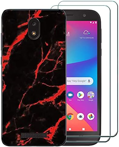 for BLU View 2 B130DL B131DL Case with Screen Protector Marble -Red image 5