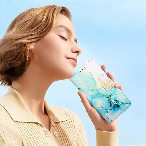 Image of ClickCase for Redmi Note 15 Pro 5G Marble Series Faux Leather Back Case Card Holder Wallet with Magnetic Closure Flip Cover for Redmi Note 15 Pro 5G (Marble Green)