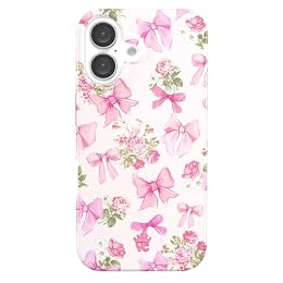 VELVET CAVIAR for iPhone 16 Case Coquette Bows - Compatible with MagSafe [10ft Drop Tested] - Posie Pink Bow