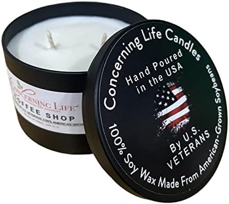 Concerning Life Scented Candle - Hand Poured by US Veterans - American Grown 100% Soy – Candles Scented for Men & Women – 6.5oz Clean Burning Cotton Wicks – U.S. Veteran Owned Small Business (Coffee)