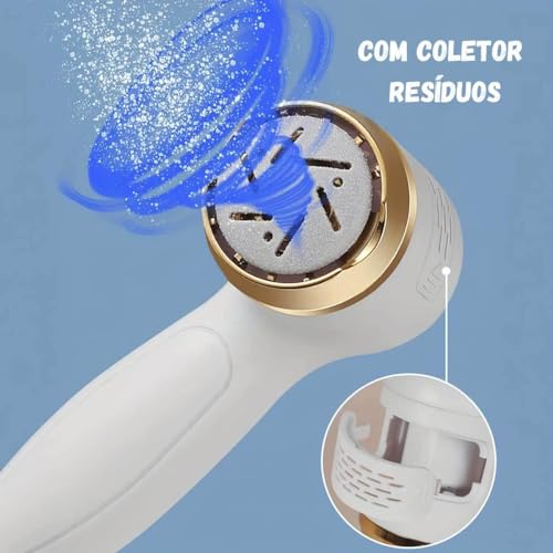 Lixa Elétrica De Pé Removedor Esfoliador Calos Com Coletor Resíduos Lixador Portátil Pedicuro (Branc