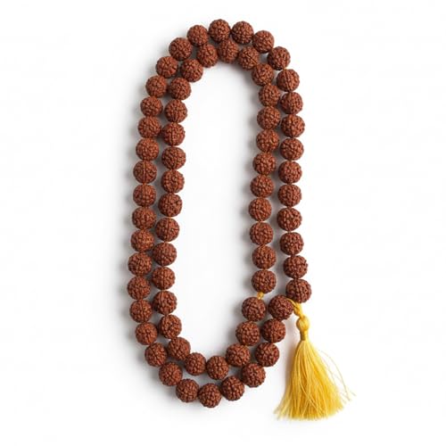 Image of 1Pc 108 Knotted Beads 8mm Brown Rudraksha Jaap Mala for Mantra Chanting and Meditation