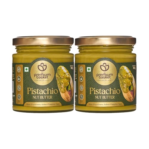 Image of The Premium Basket Pistachio Butter 180g x 2 | Vegan Natural Pistachio Butter | Single Ingredient & Unsweetened Premium Nut Butter | Keto & Diabetic Friendly
