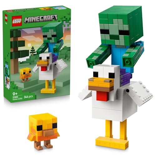 Image of LEGO Minecraft Chicken Jockey - Video Game Building Set - Posable Minecraft Room Decor - 21582