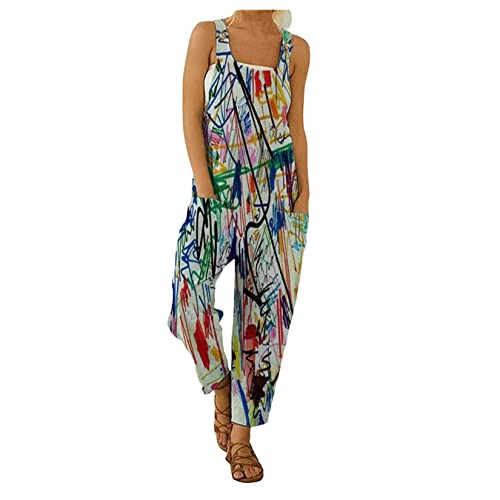 Mompers para mujeres monos sueltos de pierna ancha pantalones de una pieza abstractas