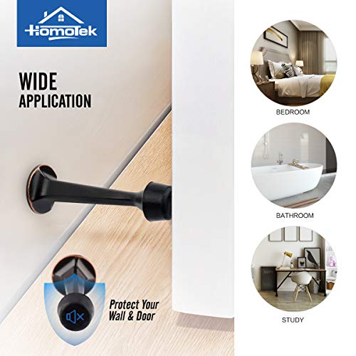 Homotek 8 Pack Heavy Duty Solid Rigid Door Stop With Soft Rubber Tip, Zinc Die Cast Door Stopper Protect Wall & Door, Oil Rubbed Bronze #TOP5