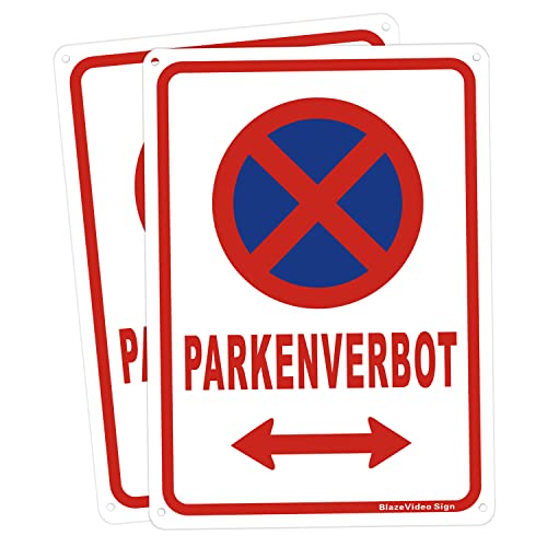 Cartel de prohibición de aparcamiento (2 piezas, aluminio, 25 x 35 cm), color rojo Cover