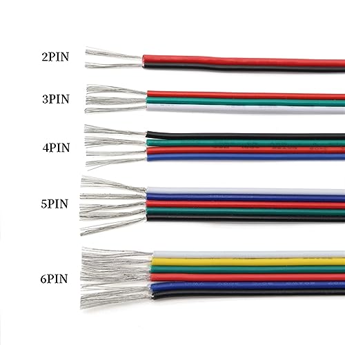 Cable de luz RGB 5050 conector 18 AWG, alambre eléctrico flexible de 5 pines para tiras LED 5m 3