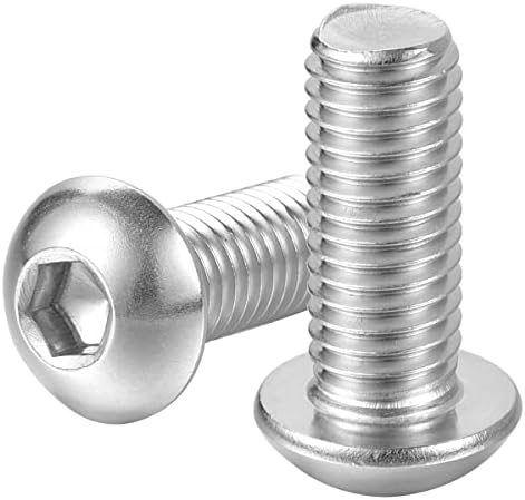 M8-1.25 × 12MM Button Head Socket Cap Bolts Screws 304 Stainless Steel 18-8 Allen Hex Drive, Full Coarse Thread, 25PCS
