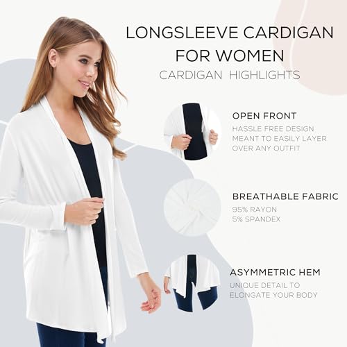 Image of Azules Long Sleeve Womens Cardigan, Thin Flowy Rayon Sweater Lightweight Cardigan for Casual or Dressy Outfits
