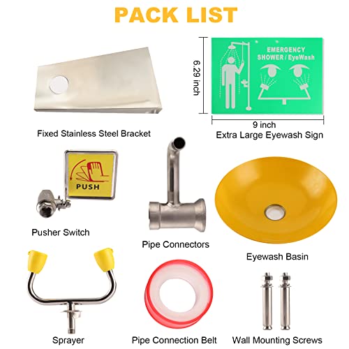 Eye Wash Station Emergency Wall-Mounted - Yeipower Portable First Aid Eyewash Station Eye Irrigation Sign #TOP6