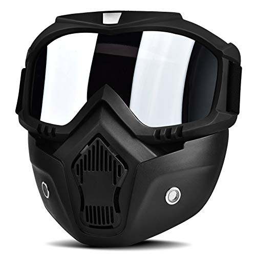BOLLFO Motorcycle Goggles Mask Detachable Face Mask for CS Paintball Airsoft Skiing Riding Cycling