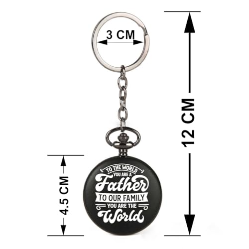 Image of Vintage Gandhi Style Pocket Watch with Engraved Designs & Messages Royal Black Analog for Men Women & Kids Includes Key Ring for car or Bike Keys Ideal Gift