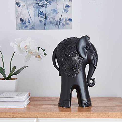 Favrd Elephant Decor Indian Decorative Black Elephant Statue Elephant Figurine Sculpture Décor Good Luck Elephant, 8 X 4.5 X 12.25 Inches #TOP1