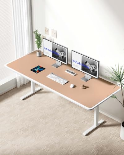 Image of YSAGi Leather Desk Protector, Office Mat, Large Mouse Mat, Non-Slip PU Leather Blotter, Laptop Desk Mat, Waterproof Writing Pad for Office and Home(Latte, 63 inch x 24 inch)
