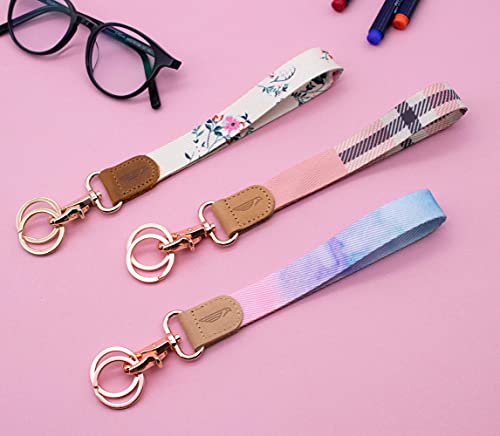 Pockt Lanyard For Keys Wristlet Strap Key Chain Holder For Men And Women - Cool Hand Wrist Lanyards For Keys And Wallets | Pink Plaid #TOP3