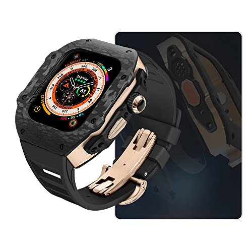 Coque de protection en fibre de carbone et bracelet silicone pour iWatch Series 8 7 45 mm