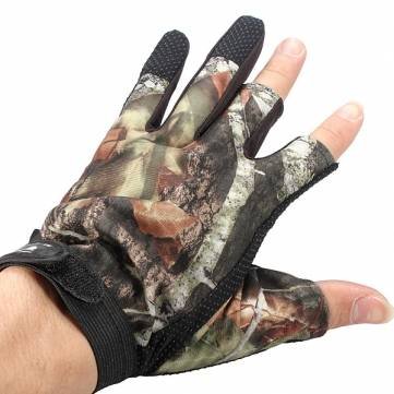 Bheema De alta calidad de 3 Cut Finger Proof Guantes antideslizante camuflaje Pesca Caza Agua