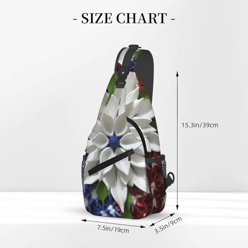 Bolso cruzado con diseño floral patriótico para hombre y mujer miniatura 3