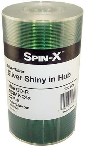 Spin-X Shiny Silver Thermal Printable Mini-Round CD-R, Tape Wrap, 800 per Box