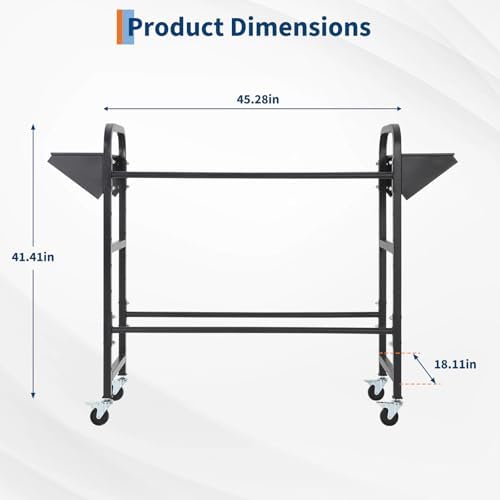 IDEALHOUSE Adjustable Tire Storage Rack, 45" x 18" x 41" Rolling Tire Organizer with Locking Casters for Garage, Shop & Workshop, Black — view 7