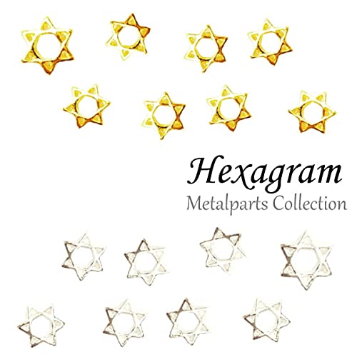 デコるん工房 ヘキサグラム 星型 六芒星 メタルパーツ 5個入り ゴールド シルバー ネイルアート ネイルジュエリー メタルスタッズ ジェルネイル ジェル ネイル パーツ ジェルネイルパーツ ネイル用品 メタル セルフ ジェルネイル用品 ゴールド