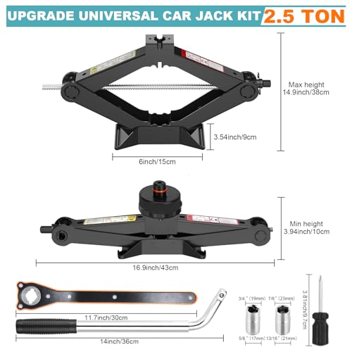 Car Jack Kit Scissor Jack for Tesla Model Y/3/S/X, Sedan,Coupe,SUV,MPV Tire Jack Tool Kit Upgrade 3 in 1 Universal Car Emergency Kit with Tesla Jack Pad,Lug Wrench Tire Changing Kit (Black) by WOODMUSIC - Image 2
