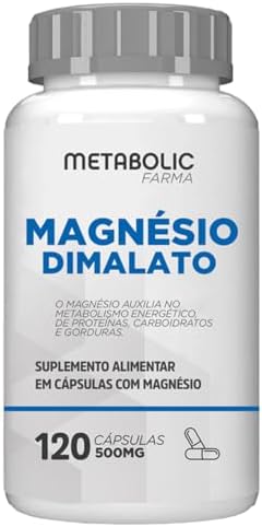 Magnesio Dimalato - 500Mg - 120 Cápsulas - Metabolic Farma