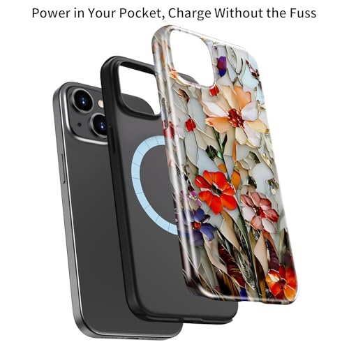 Esdot Cute Case for iPhone 15,Compatible with Magsafe,Trendy Floral - image 3