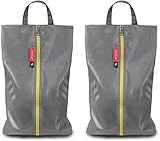 pack all シューズケース シューズバッグ 超軽量 撥水加工 半透明 色選び可能 シューズ袋 上履き入れ 靴入れ 衣類入れ 収納バッグ 旅行 出張 スポーツ アウトドア 学校 家庭用 拡大版 2枚セット (グレー)