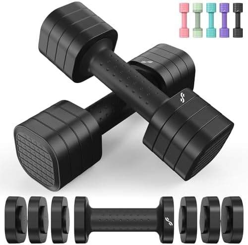 Sportneer Verstellbare Hanteln Frauen Set – Kurzhanteln 2er Set 0,9–2,3 kg | 4-in-1 Hanteln Set mit rutschfestem TPU-Griff, Dumbbell Set für Zuhause Gym, Fitness Krafttraining & Pi