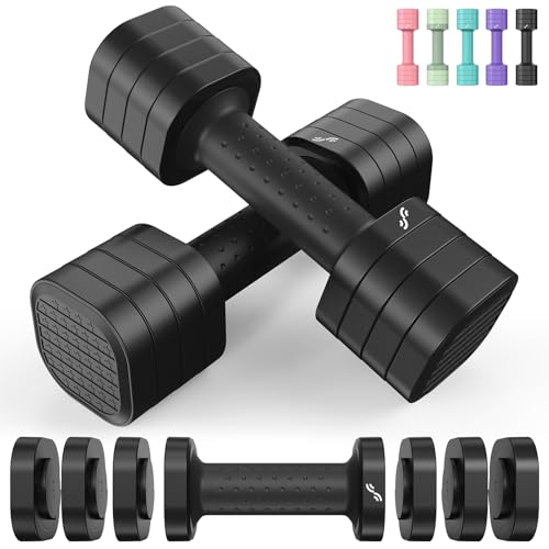 Sportneer Verstellbare Hanteln Frauen Set – Kurzhanteln 2er Set (0,9–2,3 kg pro Hantel), 4-in-1 Hanteln Set mit rutschfestem TPU-Griff,Dumbbell Set für Home Gym, Fitness & Krafttraining (Schwarz)