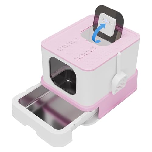 RIZZARI Stainless Steel Cat Litter Box: Large Leak-Proof Odor-Free Design - XXL All Black - for Indoor Cats Pet Owners Solution XX-Large All Black