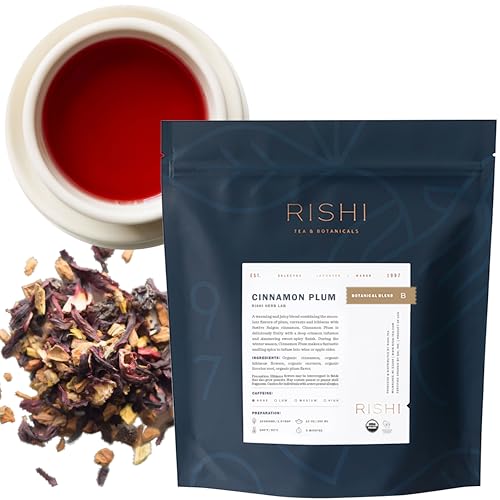 Rishi Tea Cinnamon Plum Herbal Tea - Organic, Caffeine Free Loose Leaf Tea, Warming & Naturally Sweet - 16 Ounces, 45+ Servings