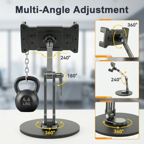 Image of ZORBES Monitor Stand Holder for 6.5-18.5Inch, Adjustable Portable Monitor Desktop Clamp Tablet Riser Stand with 360 Rotation, Heavy Duty Aluminum Alloy Folding Tablet Monitor Screen Support
