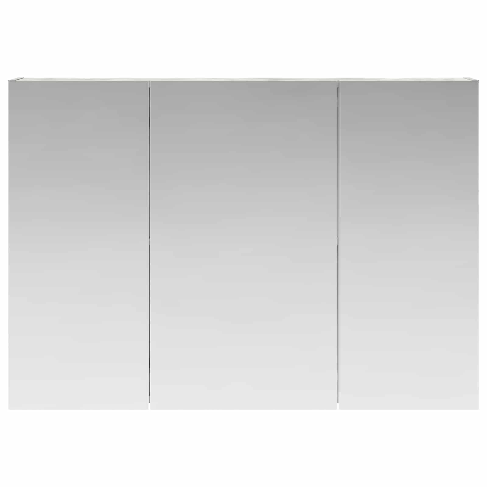 Armadietto da bagno a specchio grigio cemento con porta, 100 x 14,5 x 70 cm, in legno, montaggio a parete, con mensola, specchio double face, per bagno e WC degli ospiti