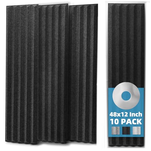 Image of Art3d 10-Pack High-Density Acoustic Panel with Acrylic Tape, Black