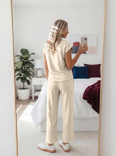 Casly Lamiit 2 Piece Sets Lounge Sets for Women Travel Cruise Outfits Casual Vacation Matching Fashion Clothing Set 2026 Valentine's Day Beige 2XL — view 5