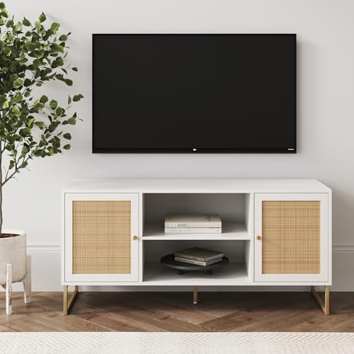 Nathan James Mina TV Stand with Rattan Storage